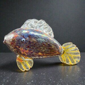 1992 Thames Glass Hand Blown Art Glass Fish Figurine Artist Signed Glassware VTG